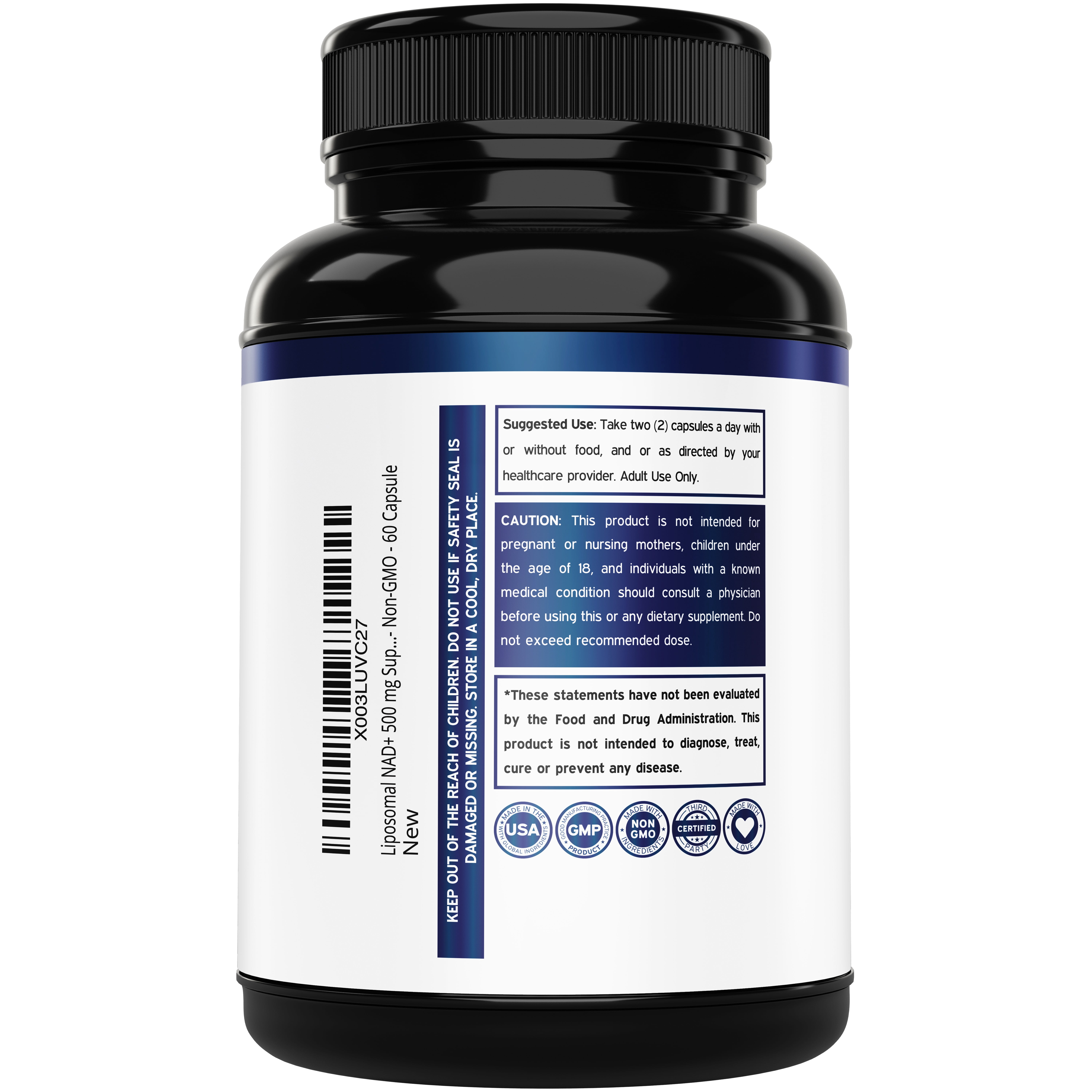 NAD Supplement (500mg Per Serving) NAD+Supplement Nicotinamide Adenine Dinucleotide for Women & Men Support NAD+ (Third Party Tested, Vegan Safe, No Fillers - Non GMO & USA Made - 60 Count)