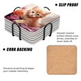 thumbnail image 3 of Ceramic Drinking Coasters With Holder,The cute cat was surrounded by flowers Water Absorbent Marble Tabletop Protection (Cork Base),Set of 6,Suitable for Various Mugs,Home Decor，4 Inch, 3 of 4