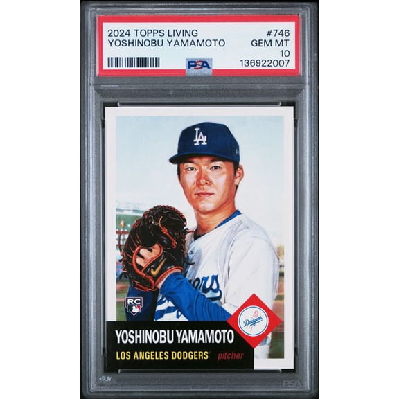 Graded 2024 Topps Living Yoshinobu Yamamoto #746 Rookie RC Baseball Card PSA 10 Gem Mint