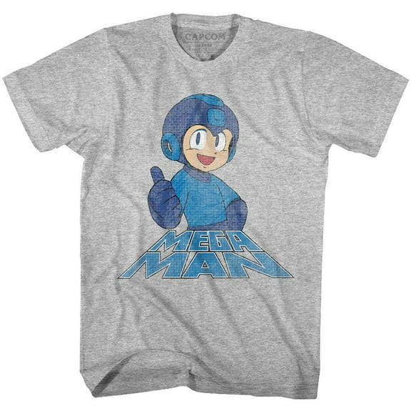 Mega Man Right On Gray Heather Adult T-Shirt 4Xlt