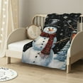 thumbnail image 2 of JEUXUS  Snowman Snowflake Throw Blanket Christmas Decoration Reindeers, , Plush, Warm, Cozy Reversible Holiday Blanket, 2 of 6