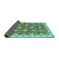 thumbnail image 2 of Ahgly Company Indoor Round Oriental Turquoise Blue Traditional Area Rugs, 3' Round, 2 of 4