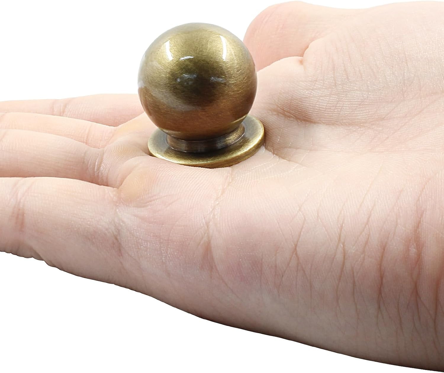4pc 1 Inch Large Antique Bronze Solid Brass Knobs, Round Ball Drawer Pulls for Dressers, Cabinets & Wardrobes