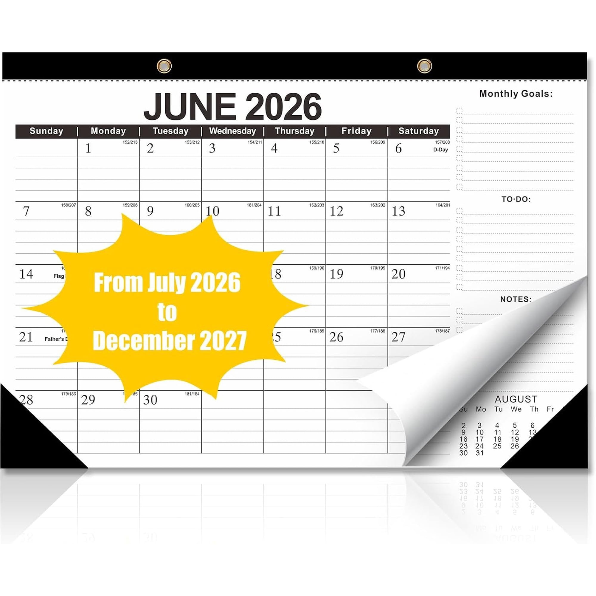 Desk Calendar 2026-2027 18 Months Monthly Planner Runs from Jun 2026 to Dec 2027 Large 17 x 12 Thick Paper Wall Calendar for Office