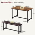 thumbnail image 2 of Garvee 3 Piece Dining Table Set for 4, Modern Industrial Wooden Kitchen Table with 2 Upholstered Benches, Space Saving Metal Frame Dining Set for Living Room, Dining Room, Apartment, 2 of 7