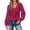 r-558Hot Pink119, variant on Womens Blouse Spring Open Weave Solid Color Ruffled Long Sleeve V-Neck Hollow Out Shirt With Buttons Womens Blouses