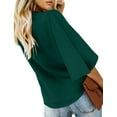 thumbnail image 4 of luvamia Women's Elegant Office Tops Summer Button Down V Neck T-Shirt Cypress Green Size S, 4 of 4