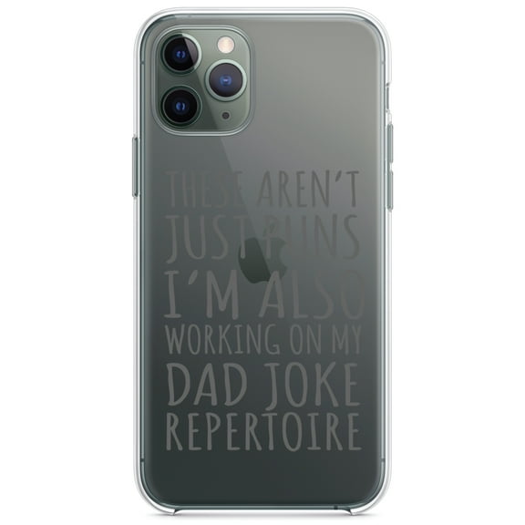 DistinctInk Clear Shockproof Hybrid Case for iPhone 11 (6.1" Screen) - TPU Bumper Acrylic Back Tempered Glass Screen Protector - Not Just Puns I'm Also Working Dad Joke