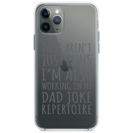 DistinctInk Clear Shockproof Hybrid Case for iPhone 11 Pro (5.8 Screen) - TPU Bumper Acrylic Back Tempered Glass Screen Protector - Not Just Puns I m Also Working Dad Joke
