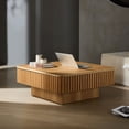 thumbnail image 5 of Kevinplus 35.43" Modern Handcraft Drum Coffee Table for Living Room, Lift Top Wooden Coffee Table with Hidden Storage Space, Natural, 5 of 10