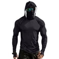 thumbnail image 3 of Men's UPF 50+ Sun Protection Hoodie with Face Cover and Long Sleeves Featuring Quick Dry Fabric Black L, 3 of 9