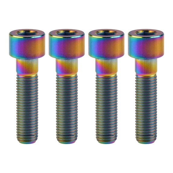 Wanyifa Titanium Ti M8 x15 20 25 30 35 40 45 50 60 70m 1.25mm Pitch Hex Allen Socket Head Bolt Screws,M8x40mm,Rainbow,4 Pcs