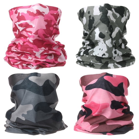 4pcs Summer Cooling Neck Gaiter Sun Protection Face Mask Fishing Neck Gaiter Sunscreen Breathable Bandana for Men Women, Camo H