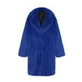 thumbnail image 4 of QSAWXQZ Women's Long Faux Fur Coat Long Sleeve Open Front Lapel Collar Shaggy Jacket Winter Warm Outerwear Blue 2XL, 4 of 7