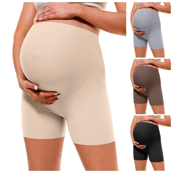 Gyexs Women's Seamless Maternity Shapewear for Dresses Pregnancy Shorts Panties High Waist Mid-Thigh Underwear Coffee Size XL