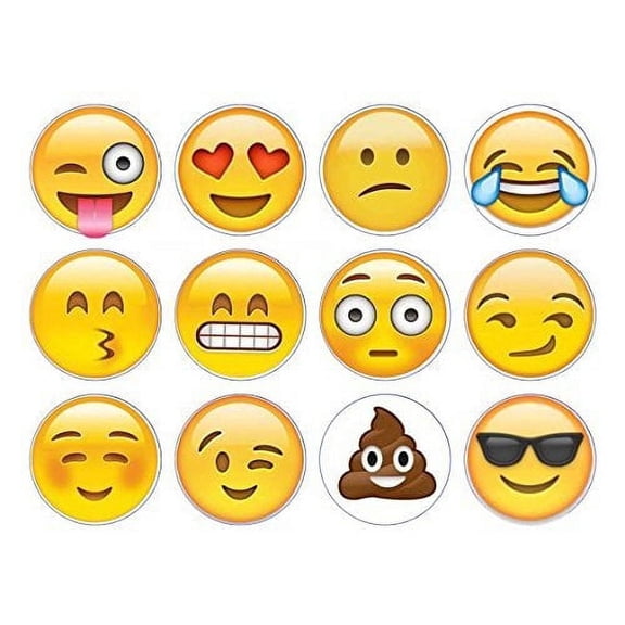 Emoji Edible Image Cupcake Topper, by Tnct. (2" Round, 12 Count)