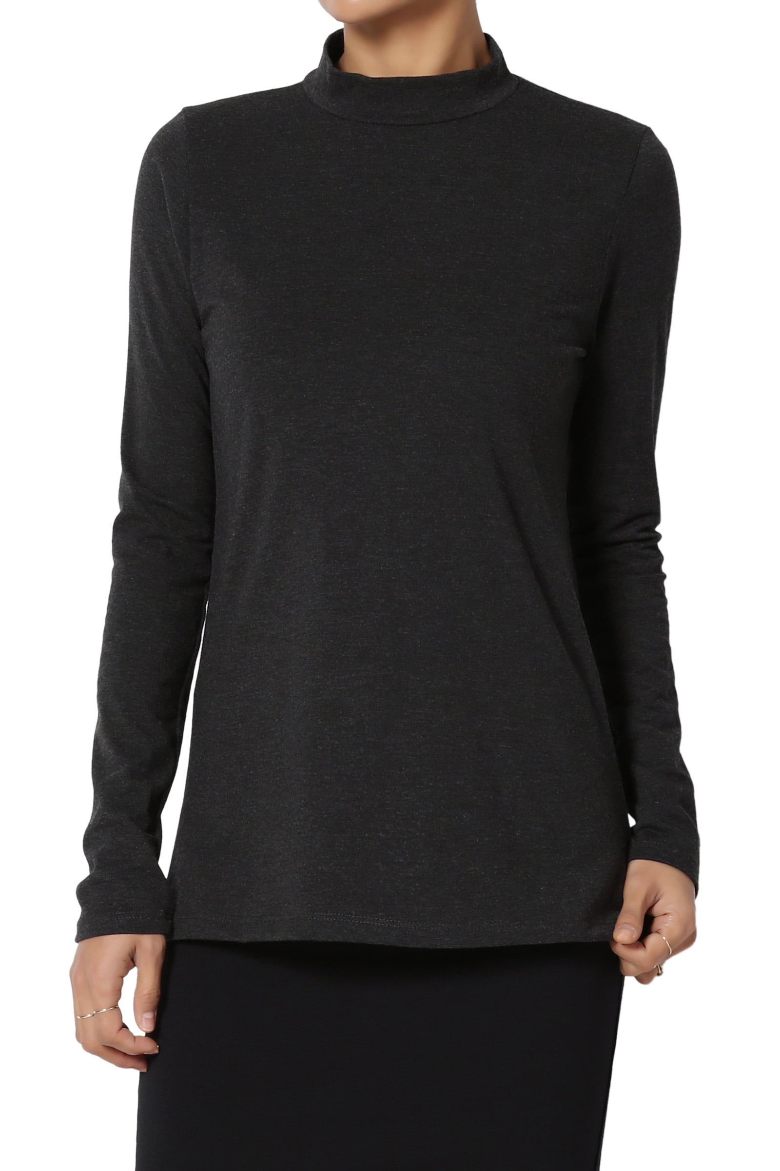 Download TheMogan - TheMogan Women's S~3XL Mock Neck Long Sleeve T ...