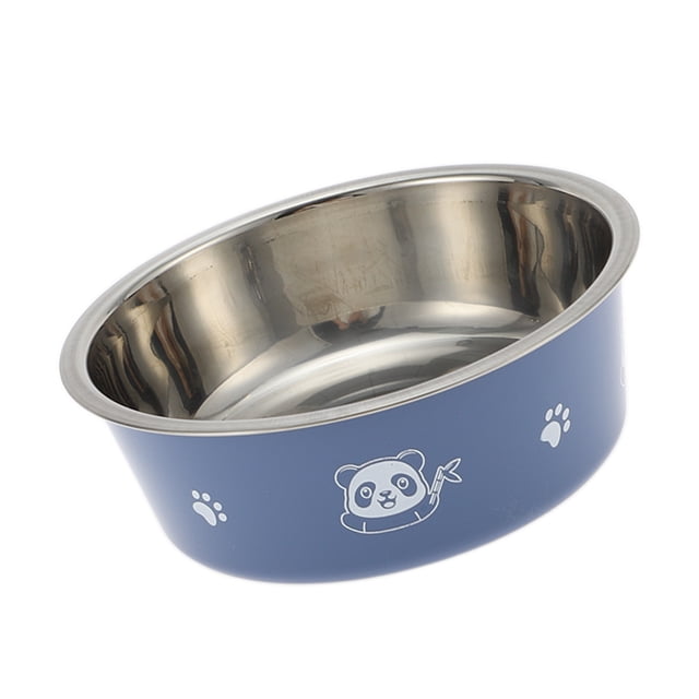 Tazones para perros pequeños antideslizantes de 1 pieza con patrón de panda para interiores y exteriores, acero inoxidable y plástico azul