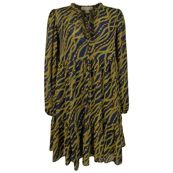 Women's Chain Print V Neck Dress MB Small