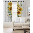 thumbnail image 2 of Sunflower Blackout Curtains for Bedroom Living Room Darkening Curtains 90 Inch Spring Yellow Botanical Vintage Floral Black Out Window Curtain Privacy Window Treatment Grommet Drapes 52"x90"x2, 2 of 9