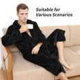 thumbnail image 5 of Enwphrey Men's Robe - Long Fleece Bathrobe with Belt, Soft Plush Fluffy, Warm & Cozy Robes for Men (Black,S-M), 5 of 6