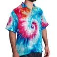 thumbnail image 2 of tie dye132 Men's Short Sleeve Printed Poplin Shirt with Spread Collar Tops - Casual Button Down Summer Beach Shirt for Men and Women, 2 of 6