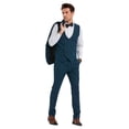 thumbnail image 3 of Tazzio Skinny Fit Peak Lapel 3 Piece Textured Suit Set with Double Breasted Vest, 3 of 4