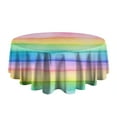 thumbnail image 5 of Colorful Watercolor Stripe Pattern Round Tablecloth 60"x60",Wrinkle Wipeable Table Cloth for Kitchen Dining Room Picnic Patio Party, 5 of 6