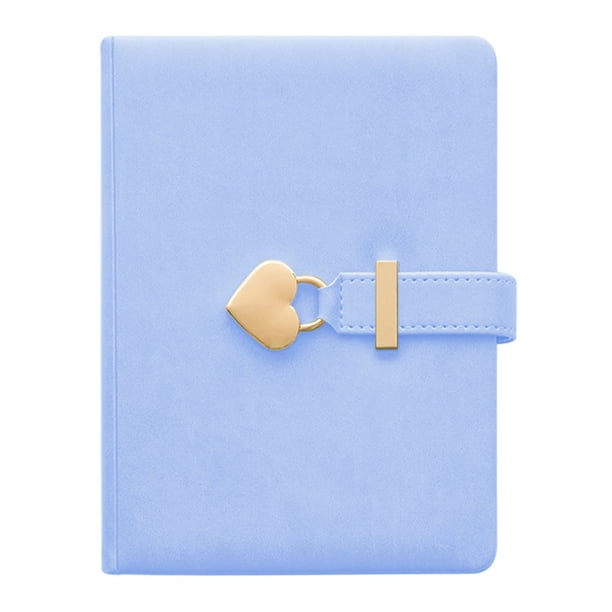 B6 Diario Diario con candado en forma de corazón con candado y llave Cuaderno secreto de PU Diario d Eccomum Azul
