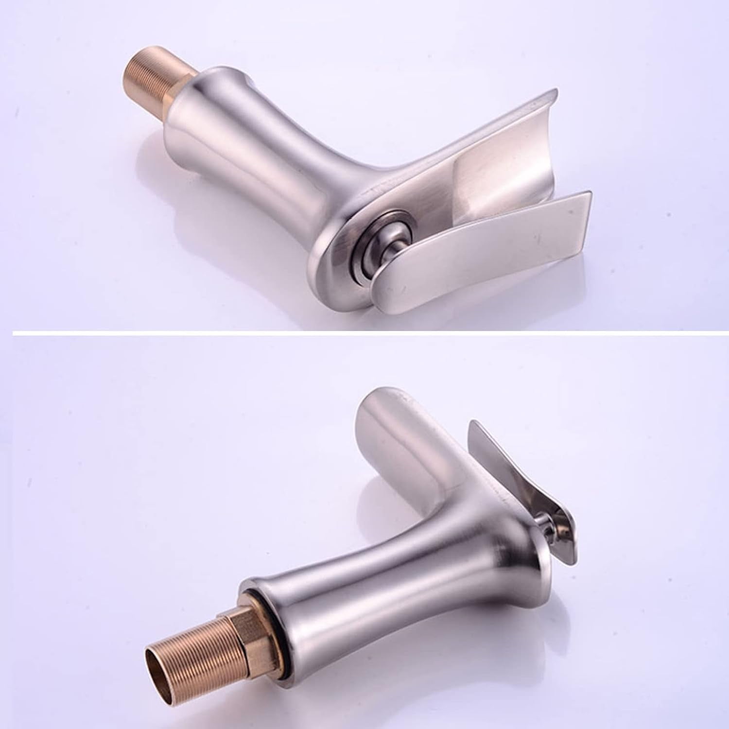 Bathroom Waterfall Faucets for Sink, Solid Brass, Hot and Cold Water Mixer Tap, Single Handle Waterfall Bathroom Sink Faucets Brushed, High