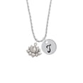 thumbnail image 2 of Delight Jewelry Medium Lotus Flower Silvertone Script Initial Disc - T - Charm Necklace, 20"+3", 2 of 4