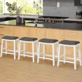26" Counter Height Bar Stools Faux PVC Leather Farmhouse Barstools w