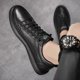 thumbnail image 4 of Zapatos de hombre Zapatillas planas Zapatillas blancas sin cordones que combinan con todo Zapatos casuales de cuero negros para hombre, 4 of 6