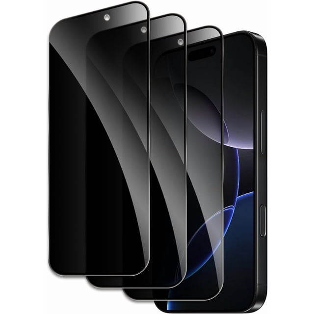 3 Pack for iPhone 17 Pro Privacy Screen Protector, 9H Anti Spy Dark Tempered Glass Screen Protector for iPhone 17 Pro, Easy Installation, Bubble Free