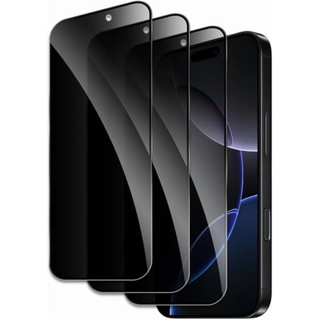 3 Pack Privacy Screen Protector Compatible with iPhone 17 Pro, Shatterproof Tempered Glass Accessories, HD Tempered Glass Film, Case Friendly Ultra Resistant 9H Hardness Anti-Glare