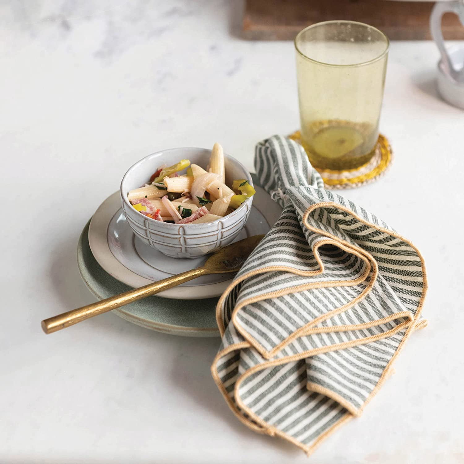 Creative Co-Op Debossed Stoneware Bowl, White, 4 Styles