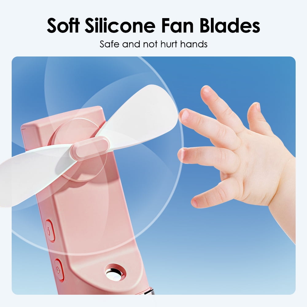 Portable Misting Fan, Handheld Fan with Mister, Rechargeable Operated Spray Water Mist Fan, 4 Speeds Small Foldable Personal Cooling Fans for Home Camping Outdoor Travel, White