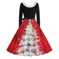 thumbnail image 3 of TIMIFIS Robes de Noël pour Femmes, Robes Maxi pour Femmes Robe Vintage de Vacances Manches Longues Col en V en Fourrure Robe Dos Nu, 3 of 3