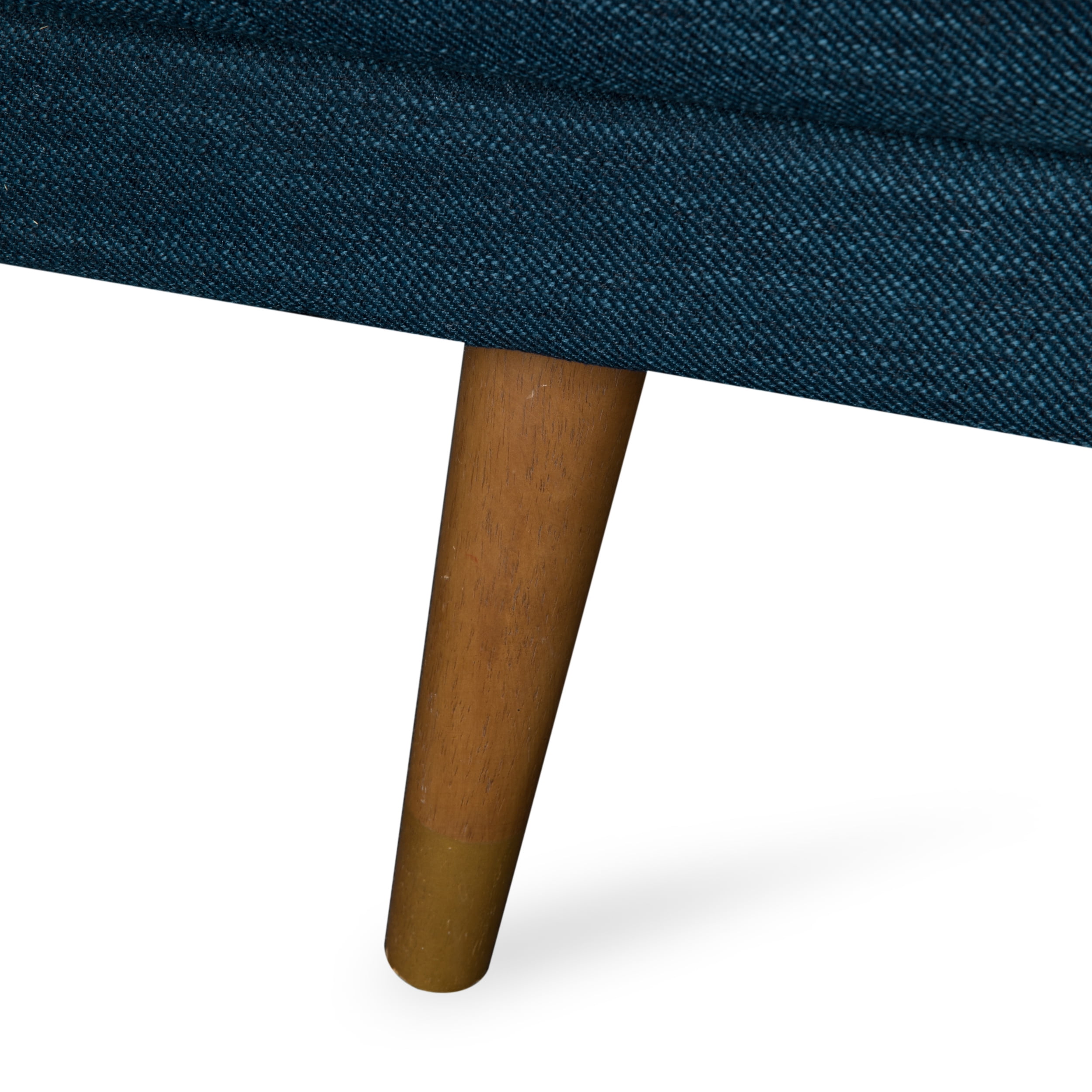 Noble House Nathanial Tufted Fabric Sofa, Navy Blue, Dark Walnut