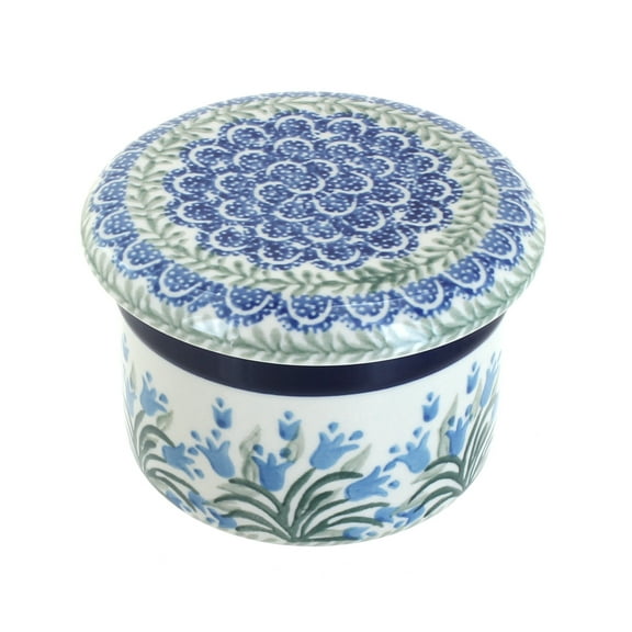 Blue Rose Polish Pottery Tulip Bouquet French Butter Dish