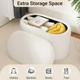 thumbnail image 5 of Oval Ottoman with Storage for Living Room, Modern Linen Fabric Foot Stools Ottoman, Upholstered Vanity Stool Foot Rest, Small White Storage Bench for Bedroom, Entryway, Dorm, 5 of 8