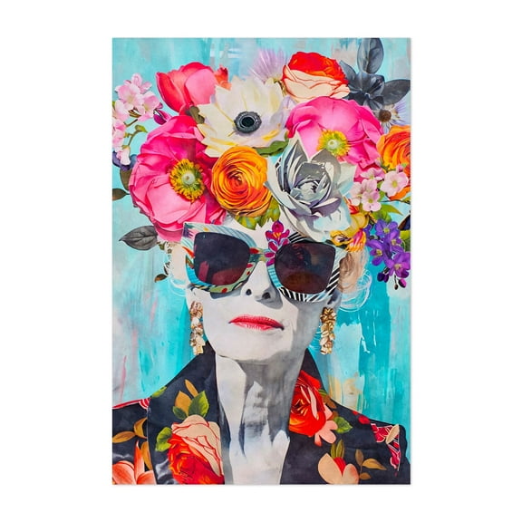 Ageless Glamour Stylish Female Portrait - Painting Floral Watercolor Modern Art Pop Art Fashion Surrealism Portrait Unframed Wall Art Print 4 x 6 inches