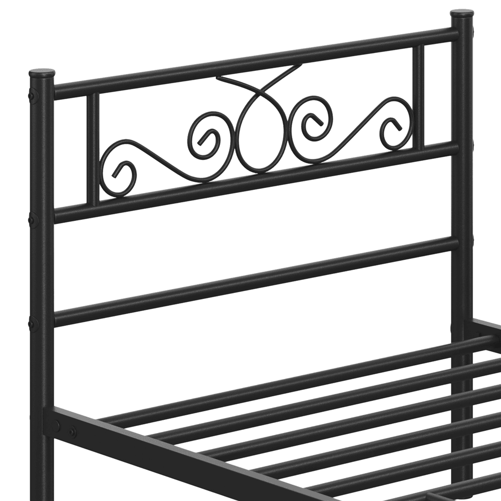 Renwick Modern Scroll Metal Platform Bed for Adult, Black, Twin XL