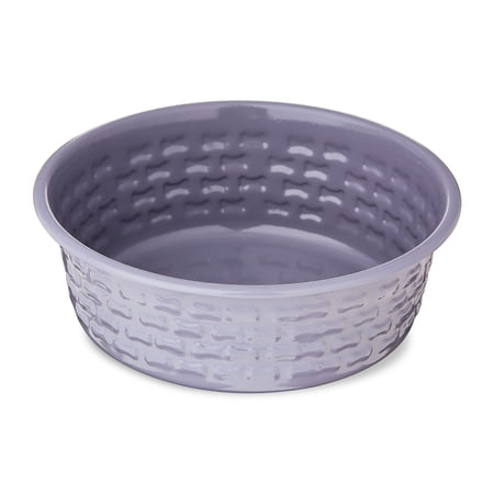 Vibrant Life Medium Stainless Steel Embossed Dog Bowl, Purple Bones