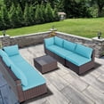thumbnail image 6 of Gotland 7 Pieces Patio Conversation Set Outdoor Sectional Sofa Set PE Rattan Sectional sofa Set (blue), 6 of 6