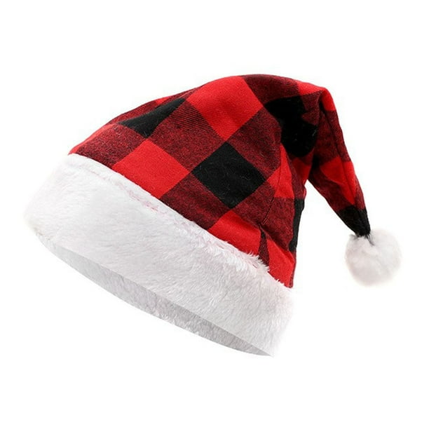 Sombreros Sombrero de Papá Noel a cuadros Sombrero de decoración para fiestas navideñas Sombrero de decoración de Papá Noel Sombrero de Navidad Sombrero de mujer