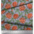 thumbnail image 3 of Soimoi Cotton Cambric Fabric Leaves & Rose Floral Print Fabric by the Yard 42 Inch Wide, 3 of 3