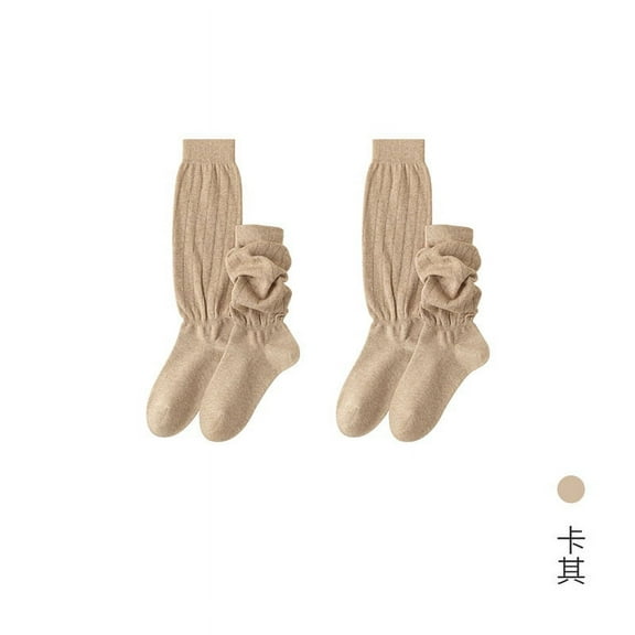 Zhuge 2 pairs of Womens Cotton Crew Socks, Thin Soft Comfort Breathable Dress Socks, Above Ankle Crew Socks for Business, Casual，Athletic Sock (Light Brown）