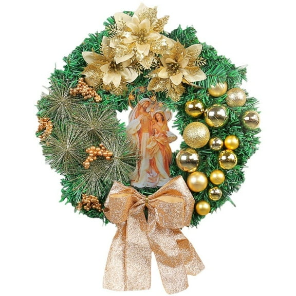 Christmas Wreat, Artificial Christmas Jesus Wreath Round Christmas Wreaths Christmas Doors Hanging Banners Window Wall Wreaths for Front Door Decoration