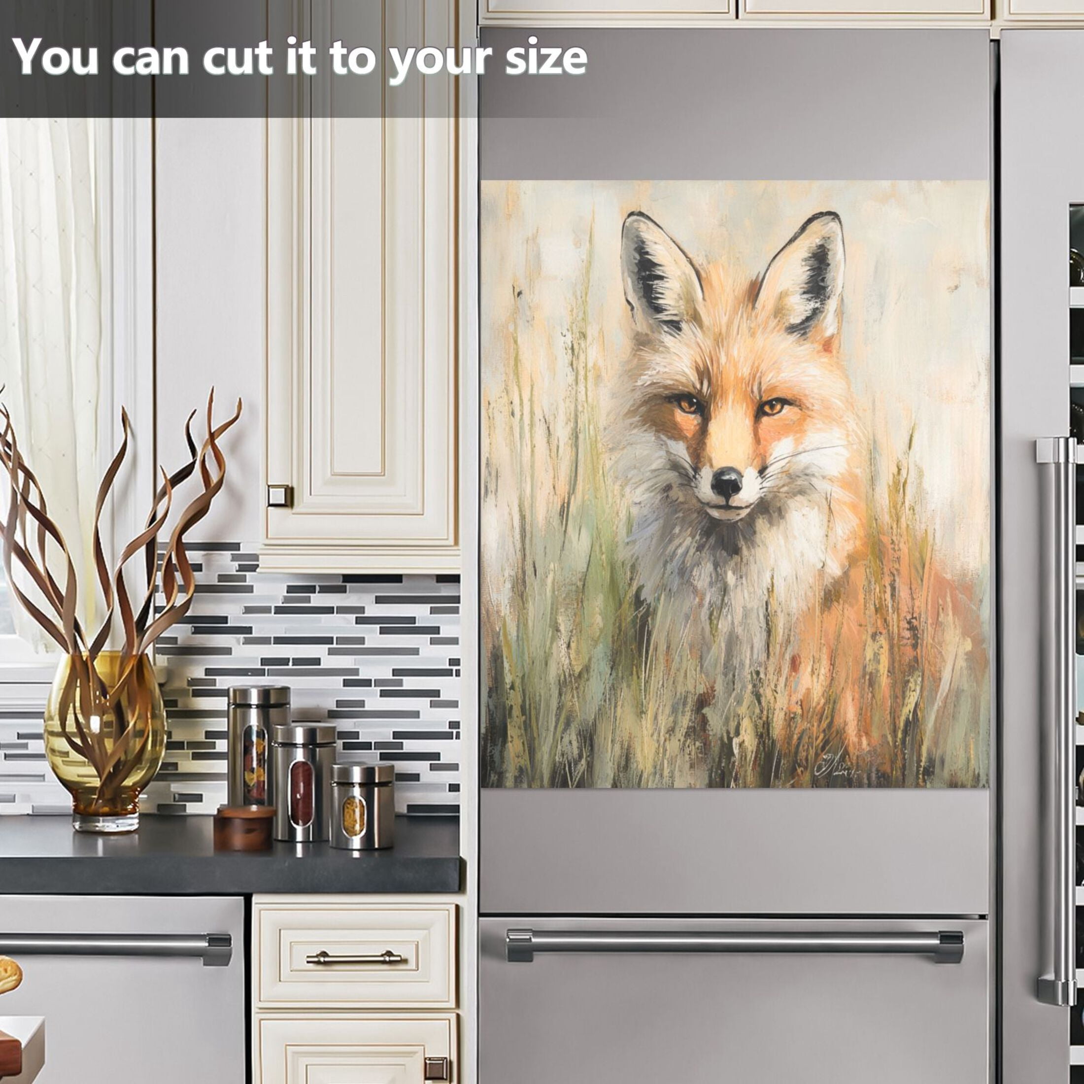 Dishwasher Magnetic Sticker 23x26 Inch Refrigerator Magnetic Sticker Washing Machine Magnetic Sticker Kitchen Panel Magnetic Sticker Home Decor Lone Orange Fox